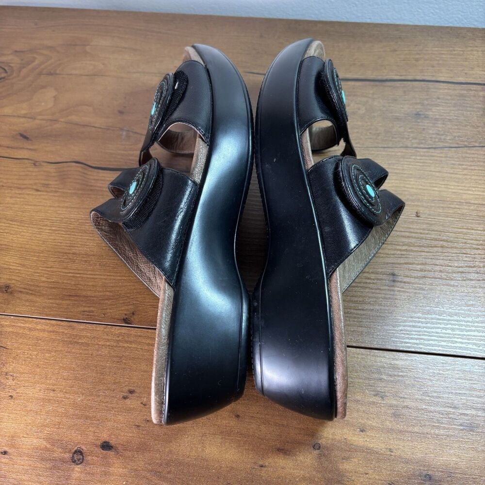 Dansko Dixie Full Grain Leather Sandals Black Turquoise Size EU 39 US 8.5-9 - Picture 8 of 9